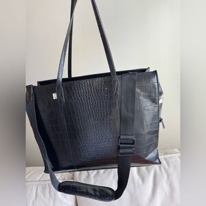 BEIS The Work Tote in Large Black Croc